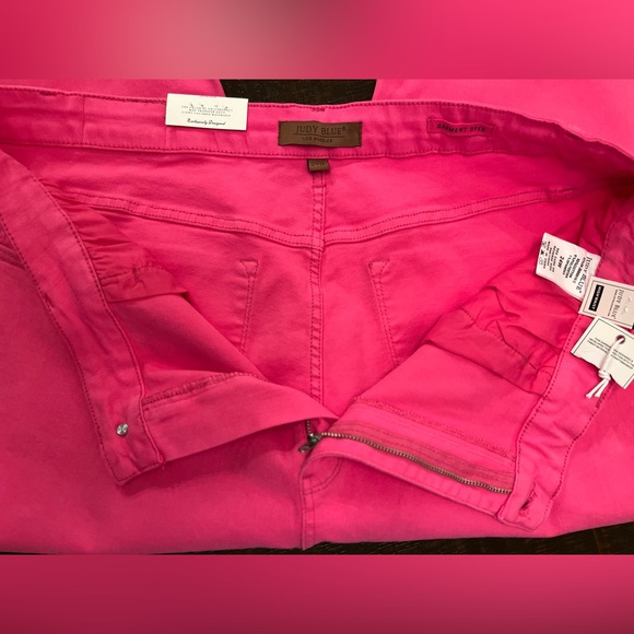 Judy Blue Size 24W High Waist Hot Pink Jeans Straight Leg Raw Hem Stretchy Comfy - Picture 12 of 14